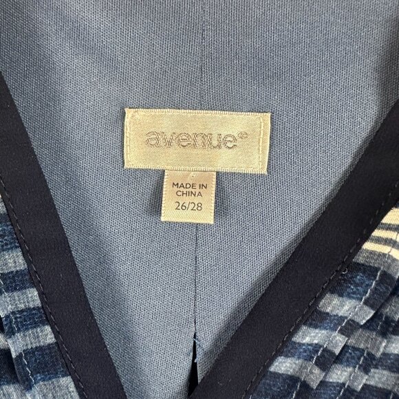 Avenue Womens SZ 26/28 Blue & White Striped Capsule Coastal Everyday Basic Dress - Picture 2 of 13